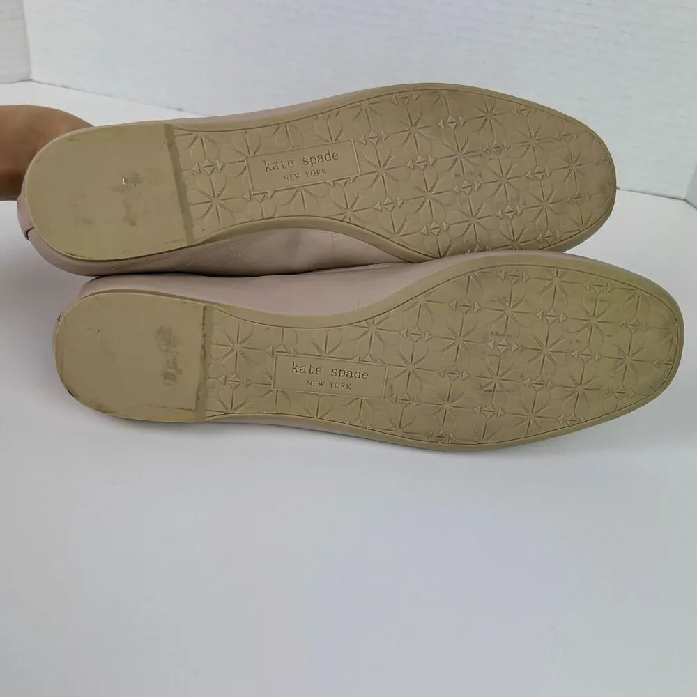 Kate Spade Keaton Ballet Flats Nude Pink Leather Slip on Shoes Neutral Women 8.5